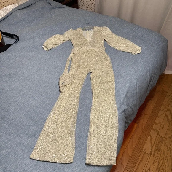 Silver and Champagne Jumpsuit sz M